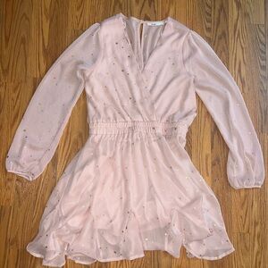 Mi Ami Flowy Dress Star Print V neck Blush pink medium